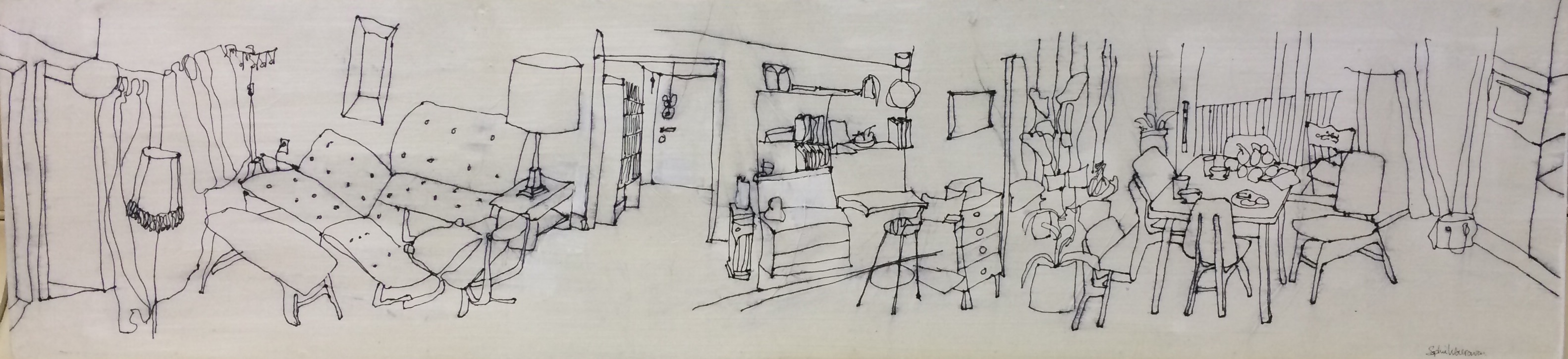 inkt op rijstpapier op paneel, 29x122 cm, €750